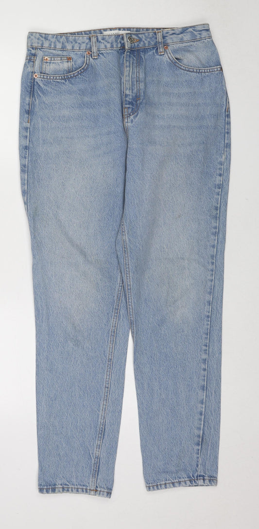 Topshop Womens Blue Cotton Tapered Jeans Size 32 in L32 in Regular Zip