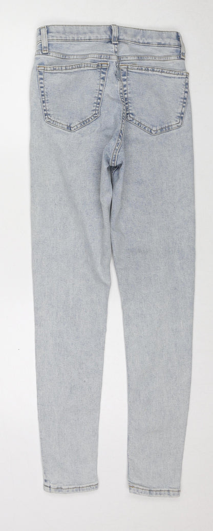 Topshop Womens Blue Cotton Skinny Jeans Size 26 in L32 in Regular Zip