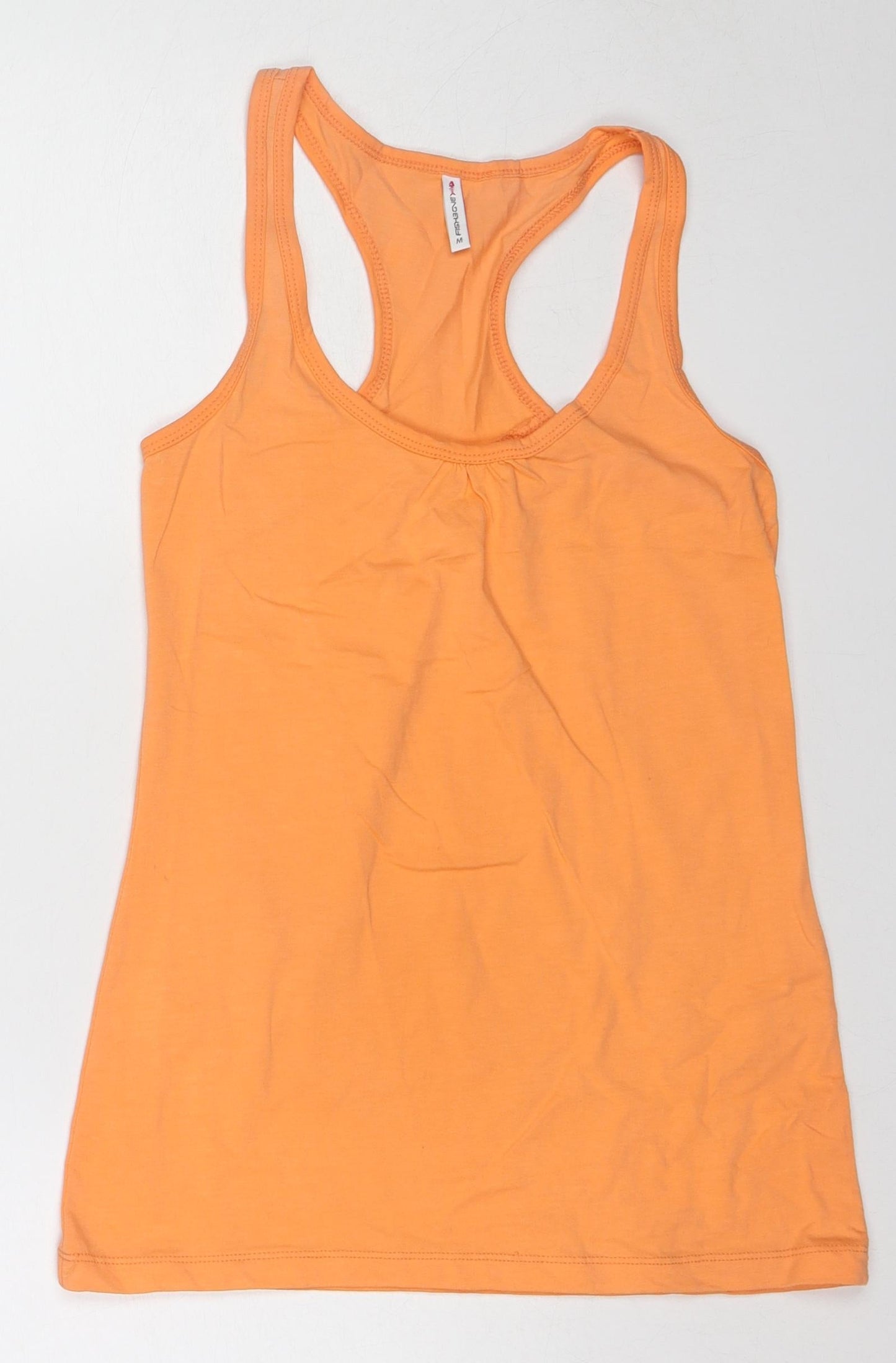 Fishbone Womens Orange Cotton Basic Tank Size M Scoop Neck