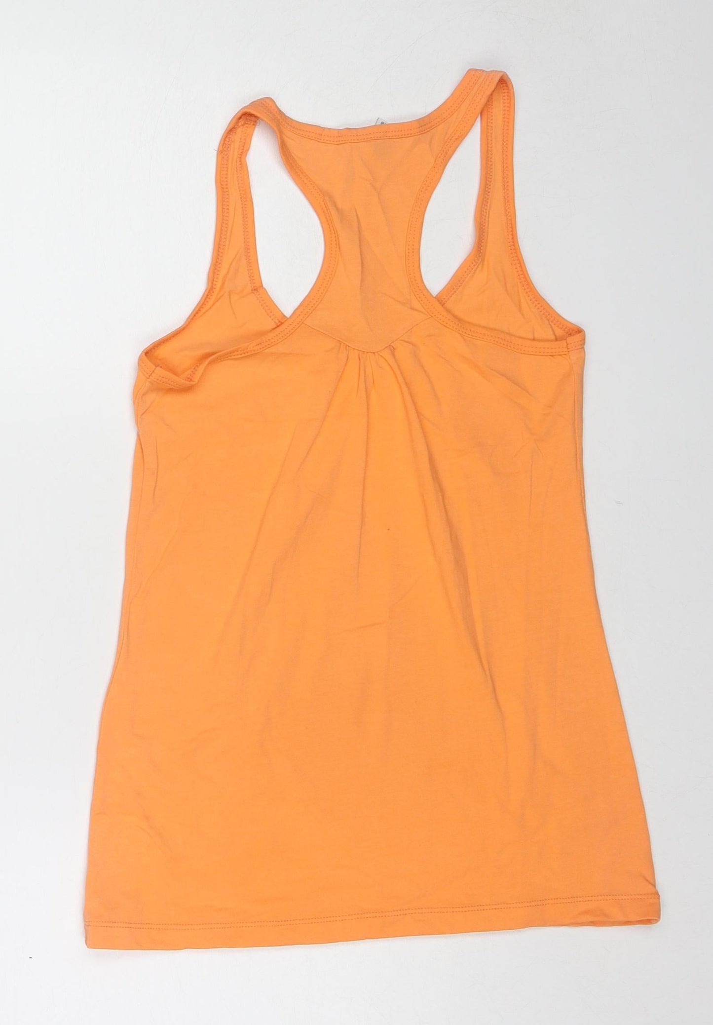 Fishbone Womens Orange Cotton Basic Tank Size M Scoop Neck