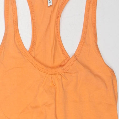 Fishbone Womens Orange Cotton Basic Tank Size M Scoop Neck