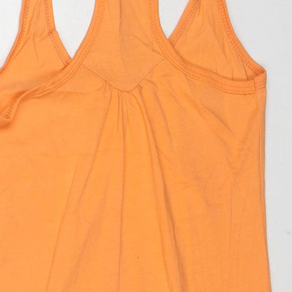 Fishbone Womens Orange Cotton Basic Tank Size M Scoop Neck