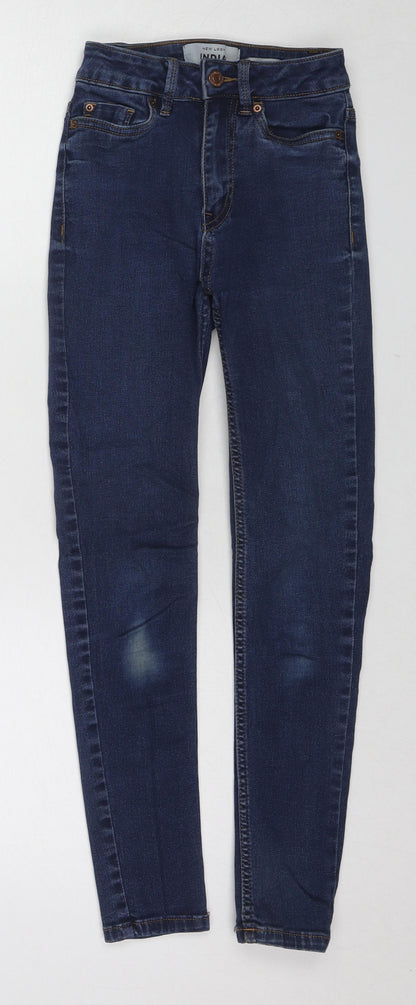 New Look Womens Blue Cotton Skinny Jeans Size 8 L24 in Slim Zip