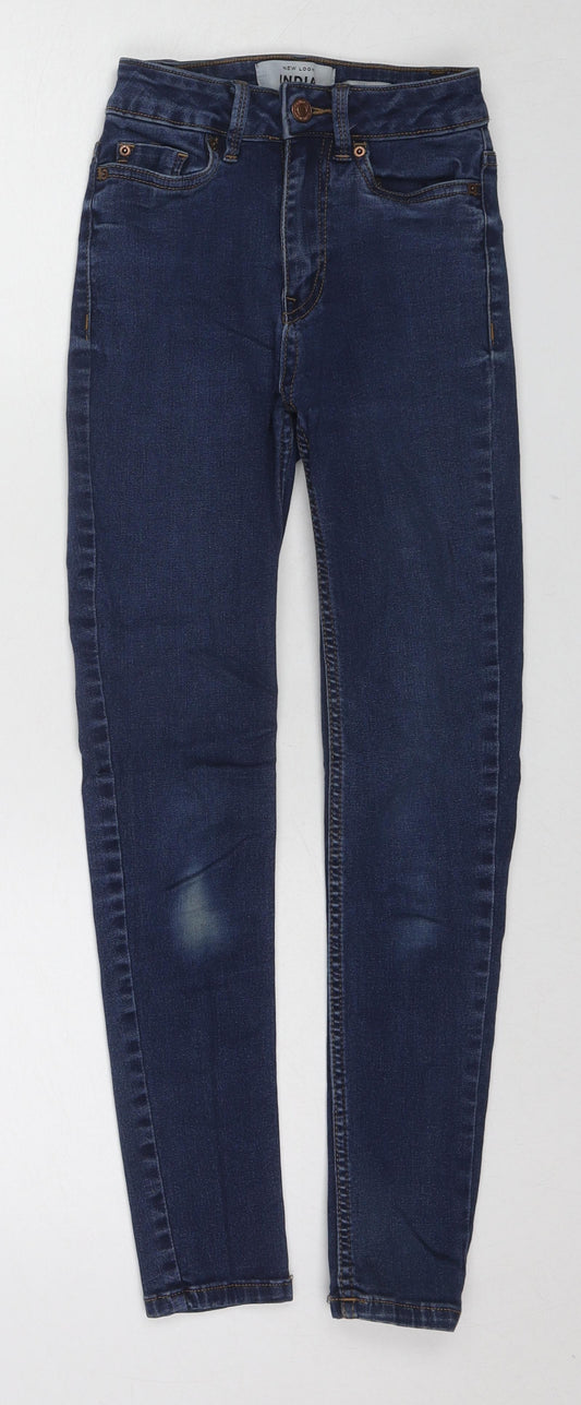 New Look Womens Blue Cotton Skinny Jeans Size 8 L24 in Slim Zip