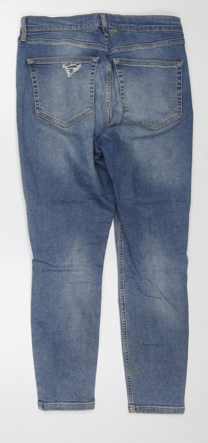 Topshop Womens Blue Cotton Tapered Jeans Size 30 L28 in Regular Zip