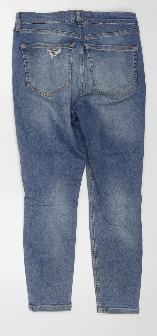 Topshop Womens Blue Cotton Tapered Jeans Size 30 L28 in Regular Zip