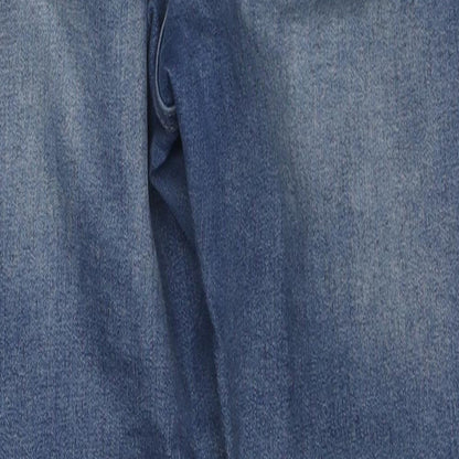 Topshop Womens Blue Cotton Tapered Jeans Size 30 L28 in Regular Zip