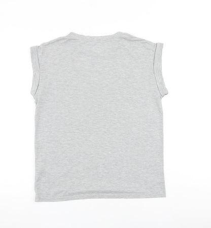 Silent Theory Womens Grey Cotton Basic T-Shirt Size 8 Round Neck