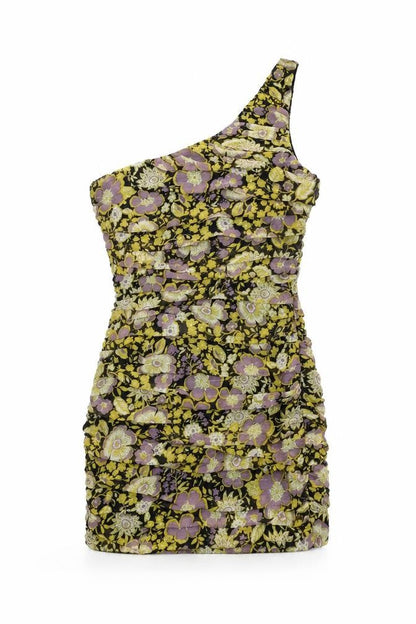 Zara Womens Multicoloured Floral Polyester Mini Size S One Shoulder Zip