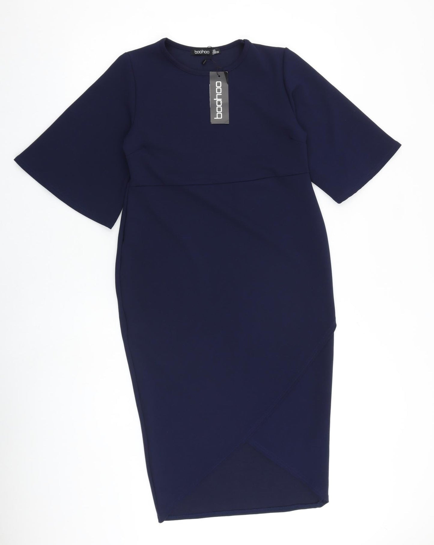 Boohoo Womens Blue Polyester Shift Size 8 Round Neck Pullover