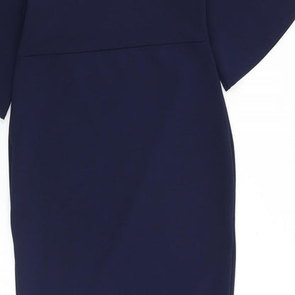 Boohoo Womens Blue Polyester Shift Size 8 Round Neck Pullover