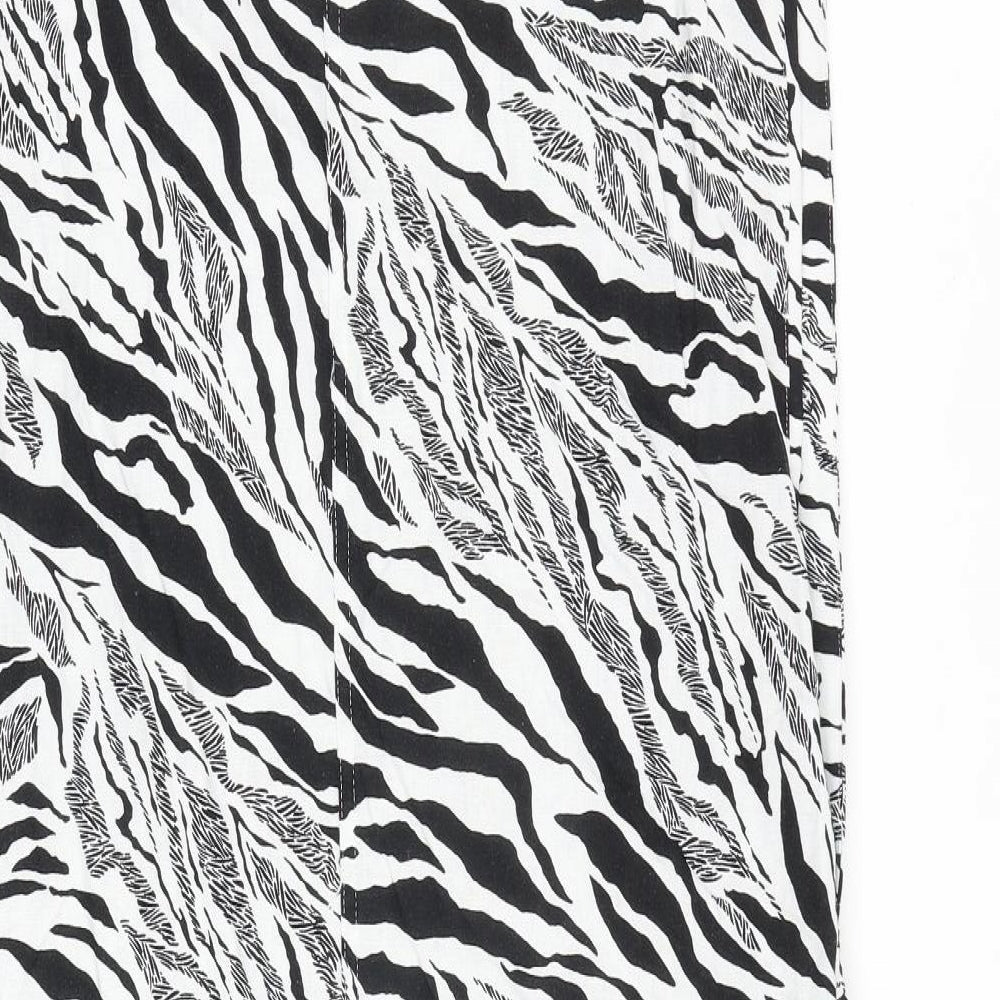Marks and Spencer Womens White Animal Print Flax Tank Dress Size 12 Round Neck Pullover - Zebra Pattern