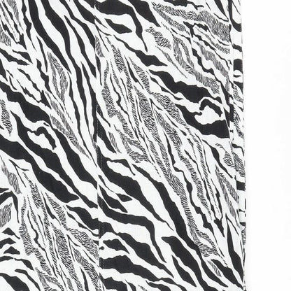 Marks and Spencer Womens White Animal Print Flax Tank Dress Size 12 Round Neck Pullover - Zebra Pattern