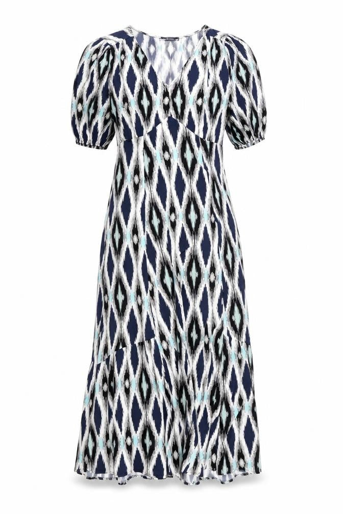 Marks and Spencer Womens Multicoloured Geometric Viscose Maxi Size 6 V-Neck Pullover