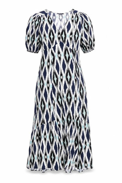 Marks and Spencer Womens Multicoloured Geometric Viscose Maxi Size 6 V-Neck Pullover