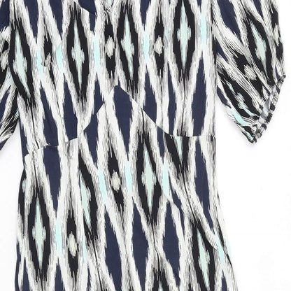 Marks and Spencer Womens Multicoloured Geometric Viscose Maxi Size 6 V-Neck Pullover