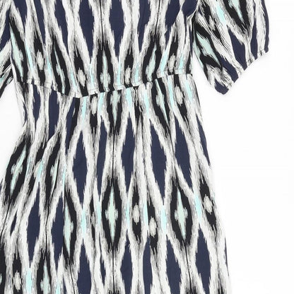 Marks and Spencer Womens Multicoloured Geometric Viscose Maxi Size 6 V-Neck Pullover