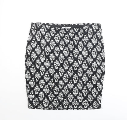 EDC Womens Black Argyle/Diamond Cotton Bandage Skirt Size S