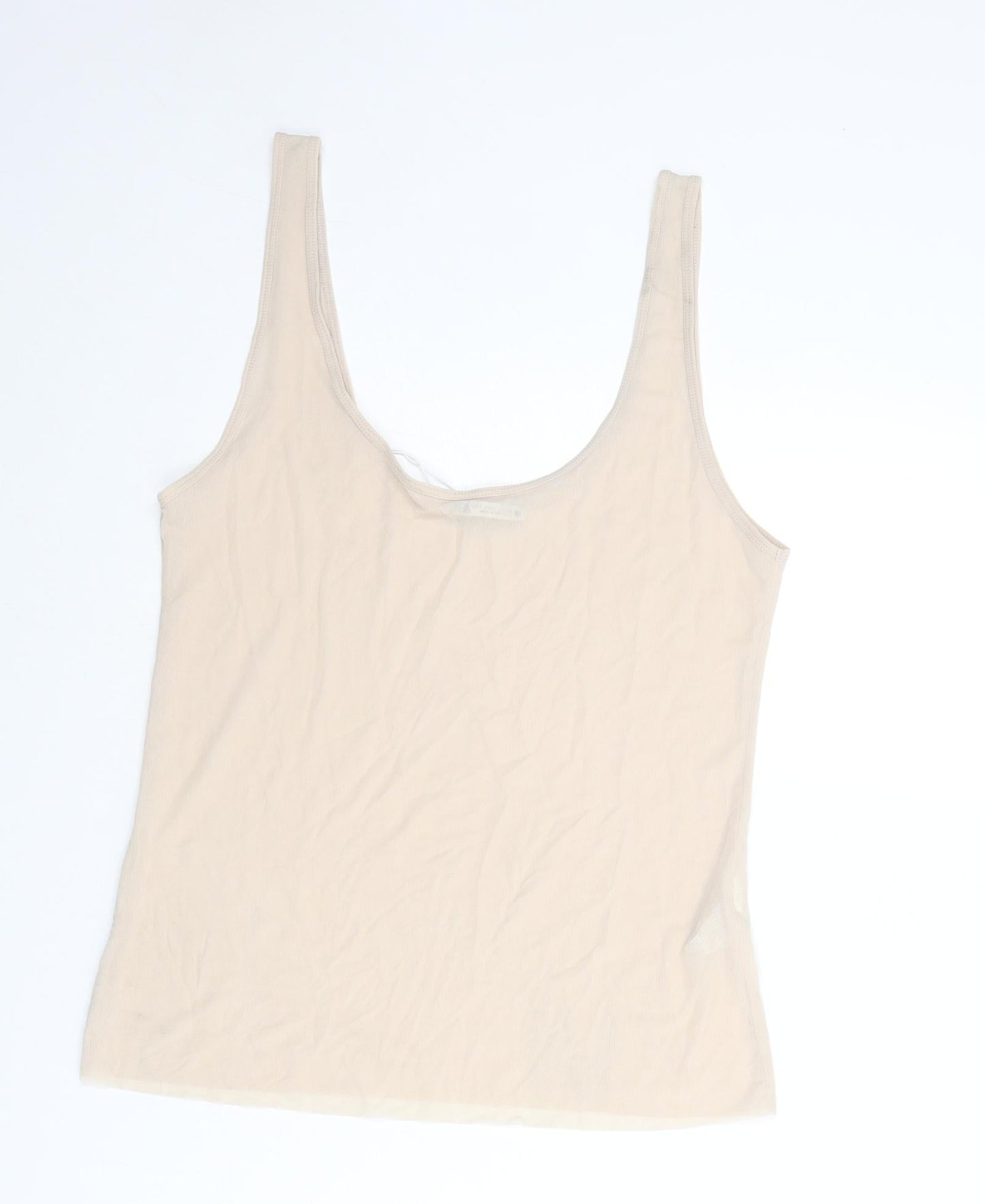 Womens UK Size L Zara Beige Basic Tank