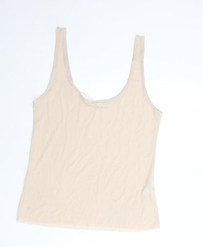 Womens UK Size L Zara Beige Basic Tank