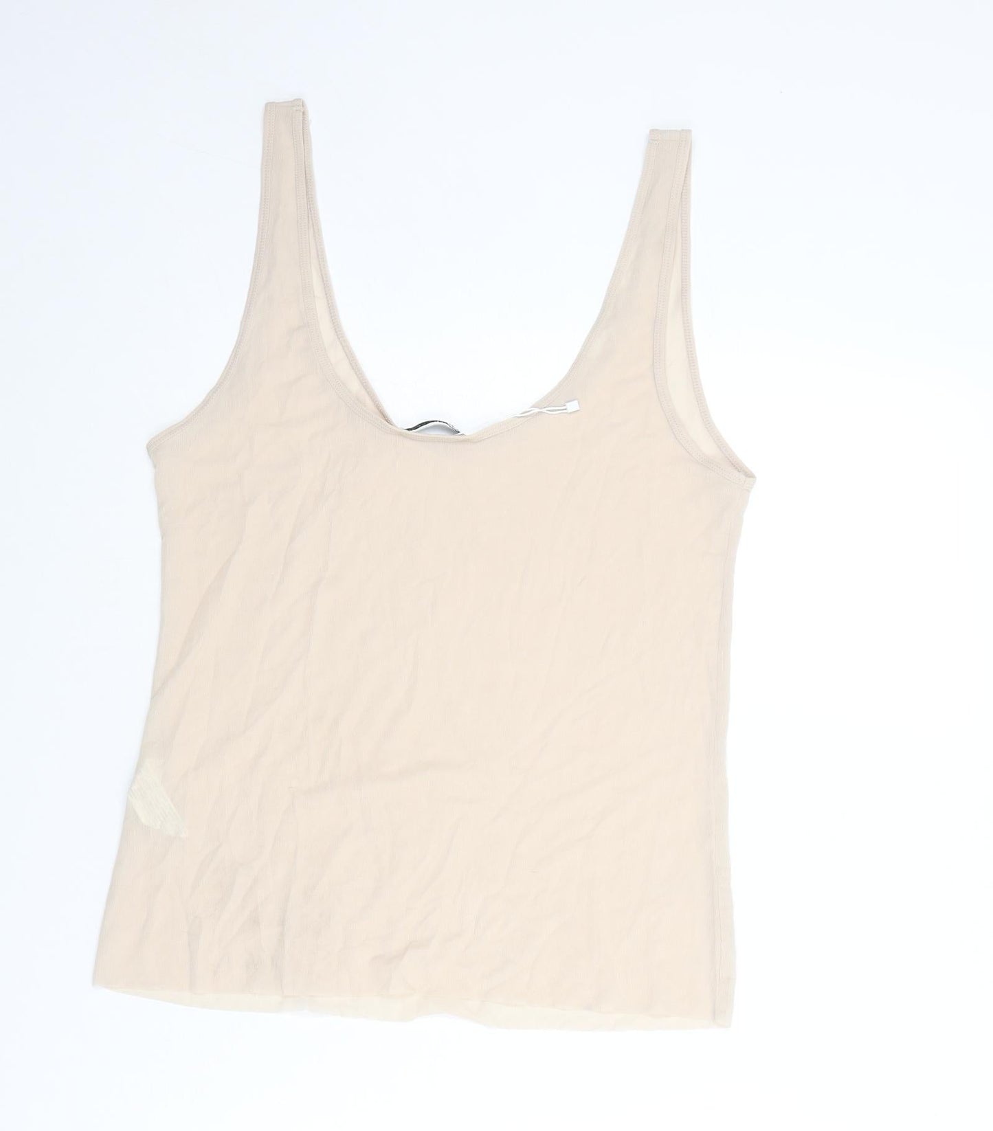 Womens UK Size L Zara Beige Basic Tank