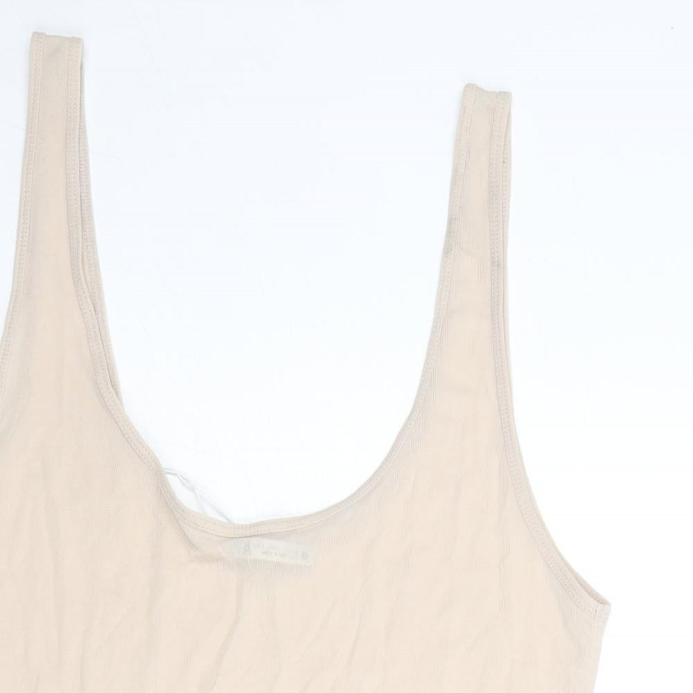Womens UK Size L Zara Beige Basic Tank