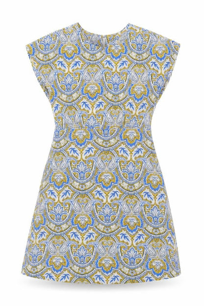 Mango Womens Multicoloured Geometric Polyester A-Line Size M Round Neck Button