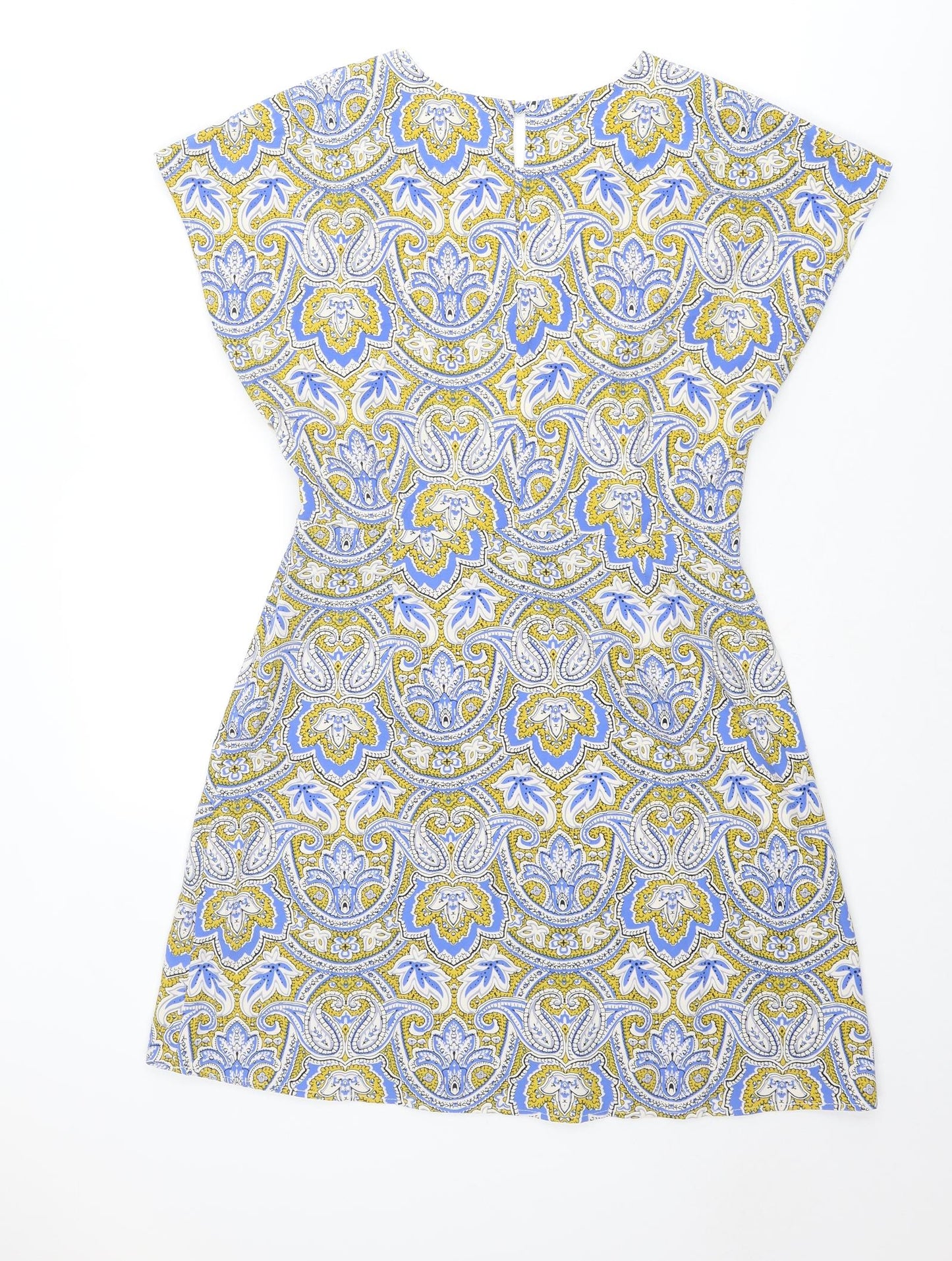 Mango Womens Multicoloured Geometric Polyester A-Line Size M Round Neck Button