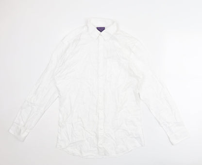 Guthrie & Valentine Mens White Polyester Button-Up Size 15.5 Collared Button
