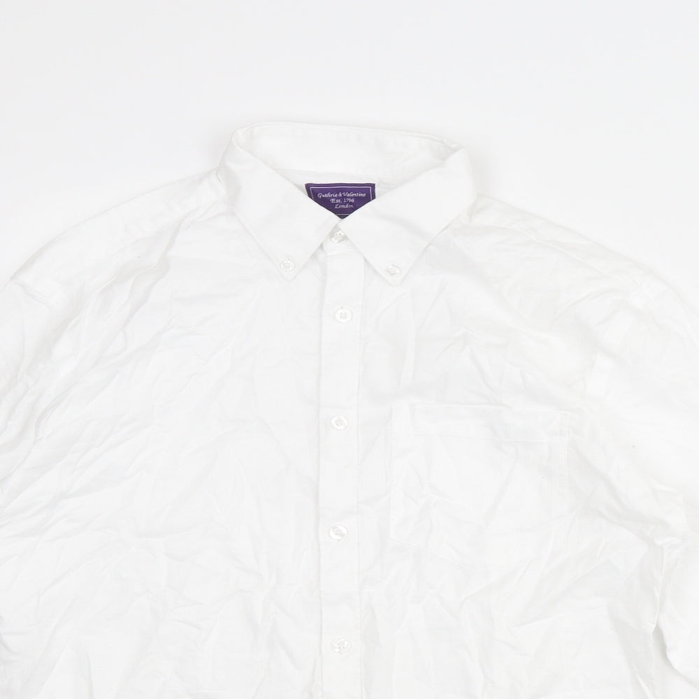 Guthrie & Valentine Mens White Polyester Button-Up Size 15.5 Collared Button