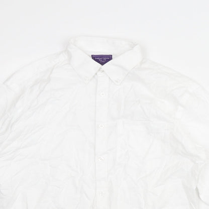 Guthrie & Valentine Mens White Polyester Button-Up Size 15.5 Collared Button