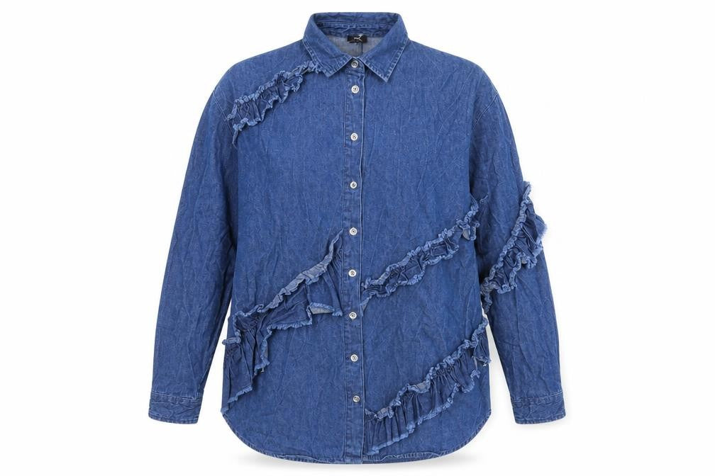 Womens UK Size 8 River Island Blue Basic Button-Up