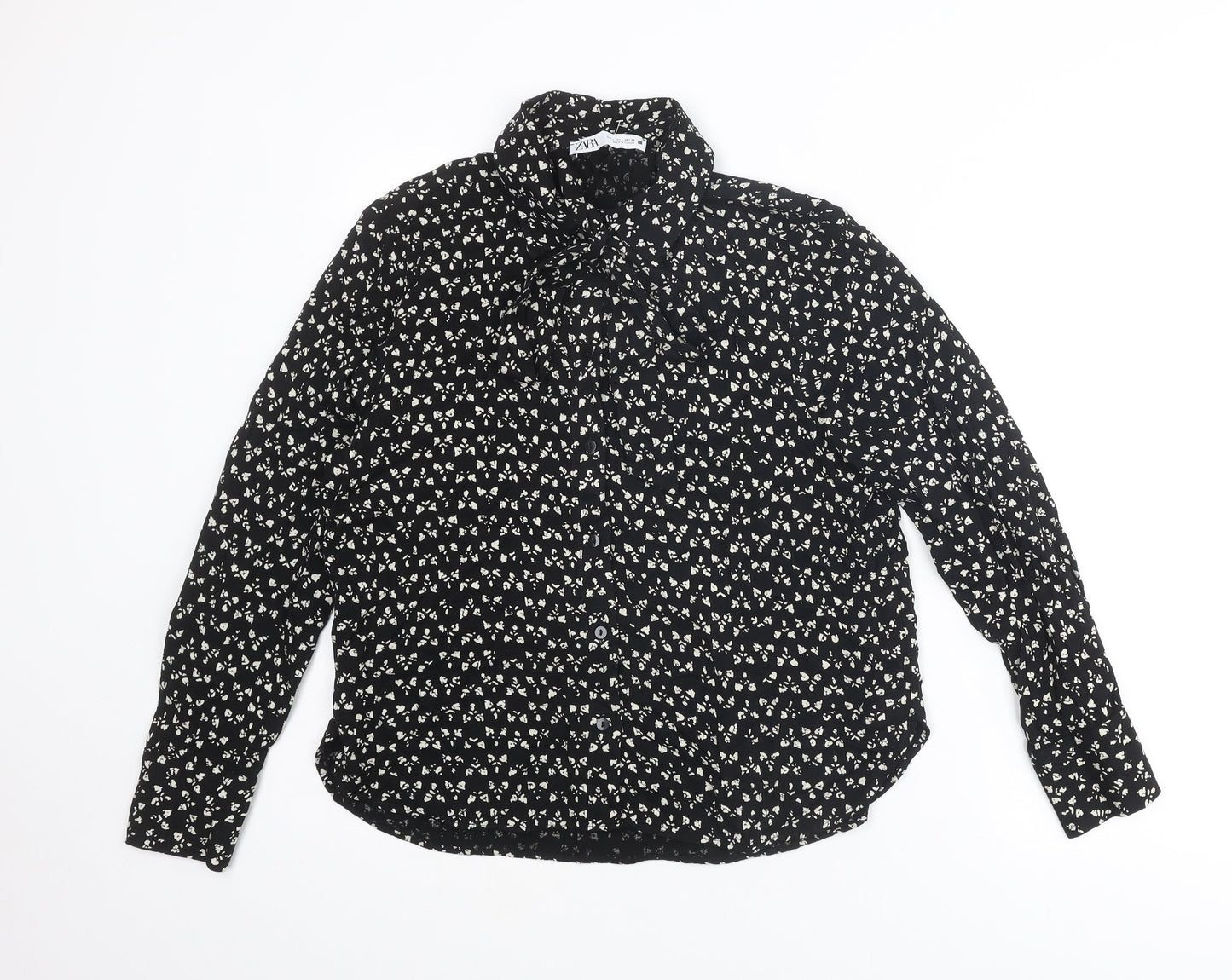 Womens UK Size L Zara Black Basic Button-Up