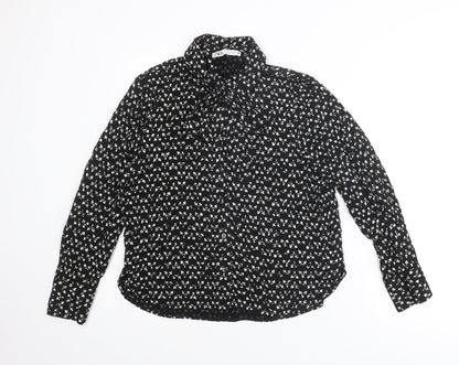 Womens UK Size L Zara Black Basic Button-Up