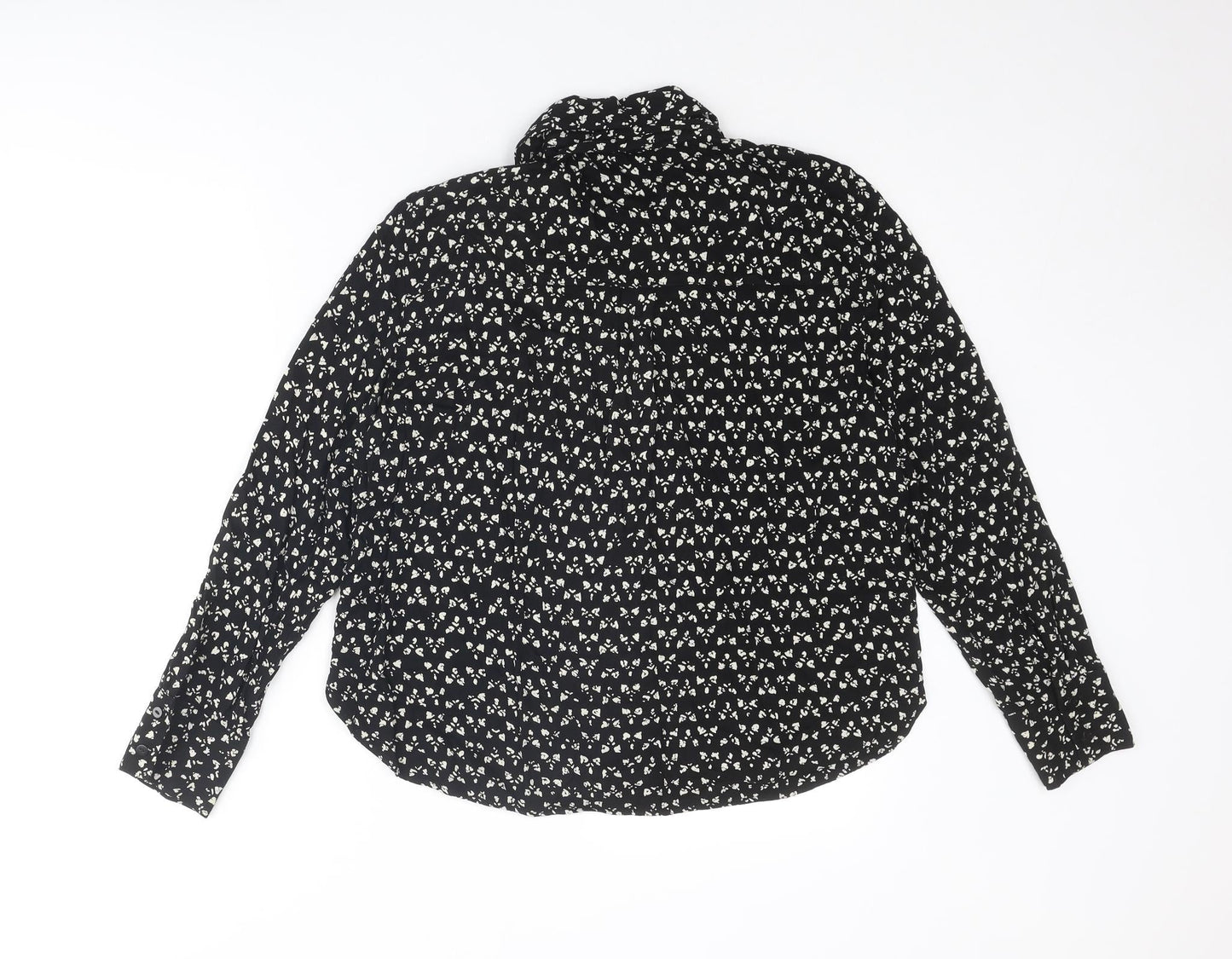 Womens UK Size L Zara Black Basic Button-Up