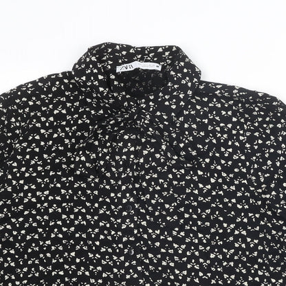 Womens UK Size L Zara Black Basic Button-Up