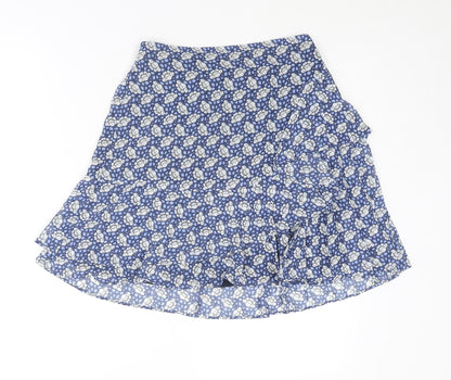 Marks and Spencer Womens Blue Geometric Polyester Swing Skirt Size 6
