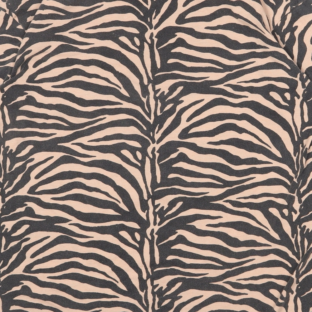 Missguided Womens Beige Geometric Polyester Shirt Dress Size 8 Collared Button