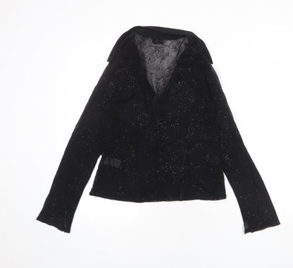 Womens UK Size 14 Dorothy Perkins Black Basic Button-Up