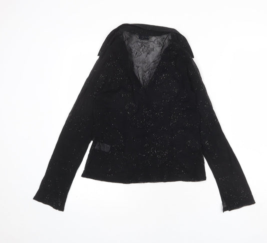 Womens UK Size 14 Dorothy Perkins Black Basic Button-Up