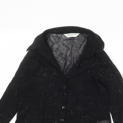 Womens UK Size 14 Dorothy Perkins Black Basic Button-Up