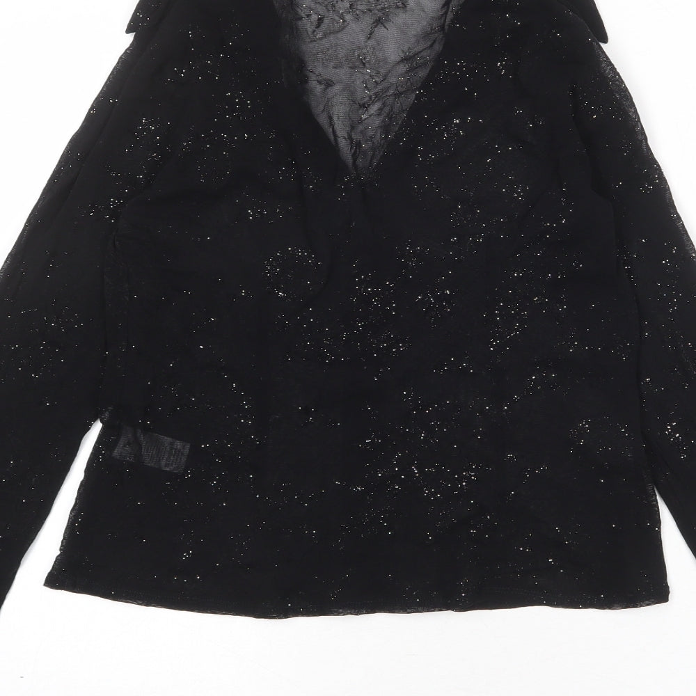 Womens UK Size 14 Dorothy Perkins Black Basic Button-Up