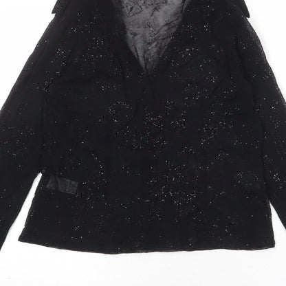 Womens UK Size 14 Dorothy Perkins Black Basic Button-Up