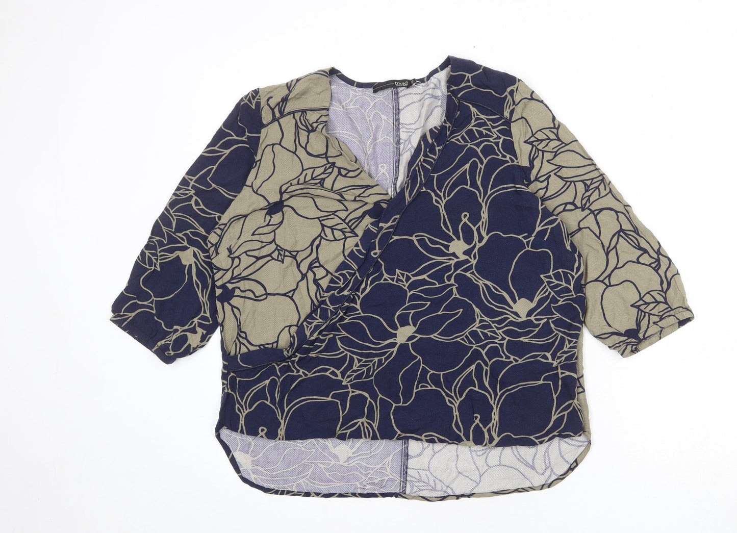 Womens UK Size 12 Trend Blue Basic Blouse