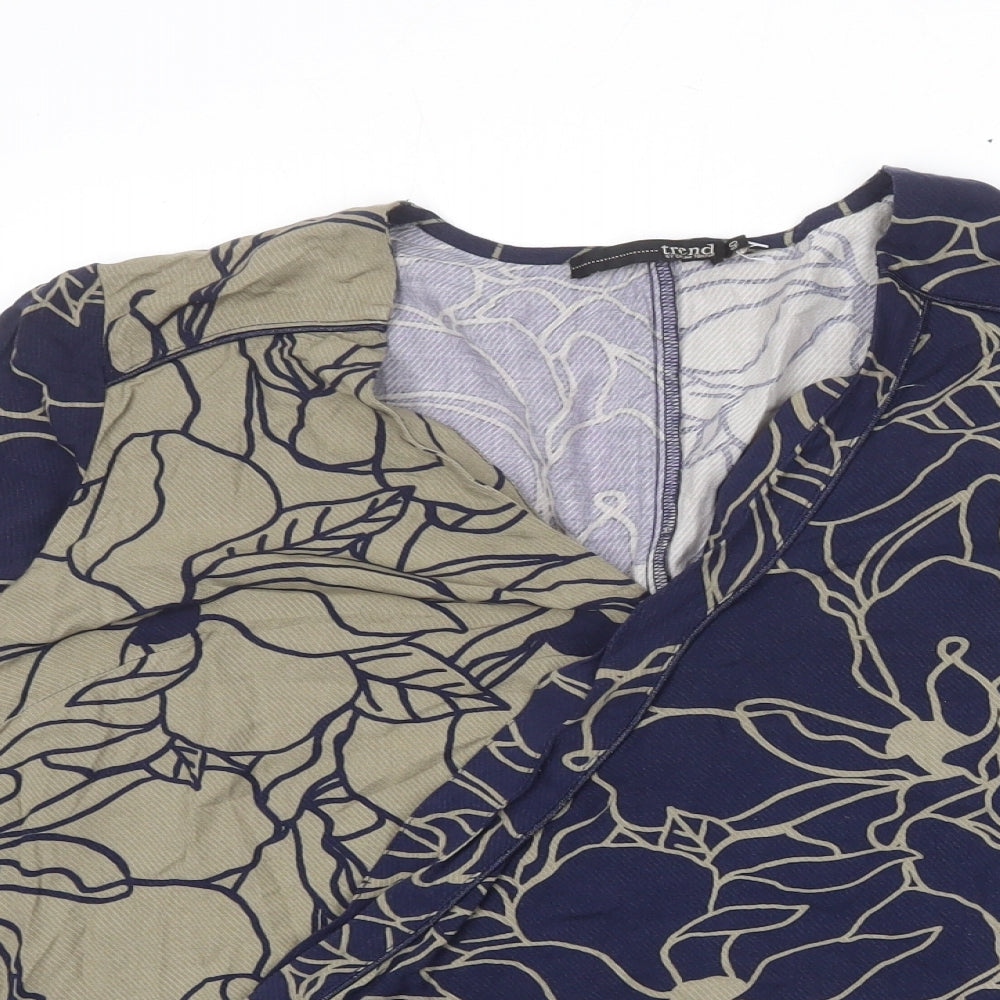 Womens UK Size 12 Trend Blue Basic Blouse