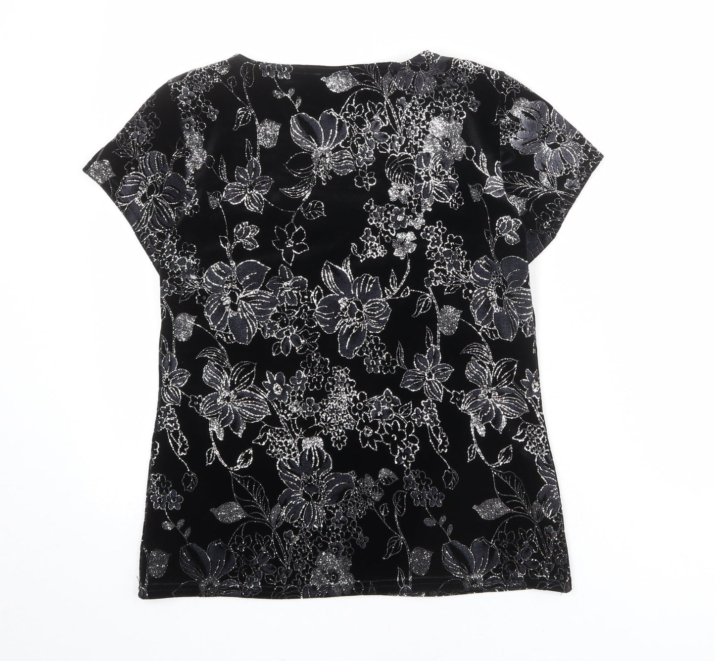 Womens UK Size 12 Roman Black Basic T-Shirt