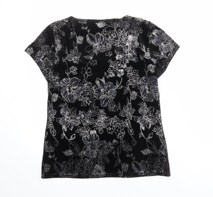 Womens UK Size 12 Roman Black Basic T-Shirt