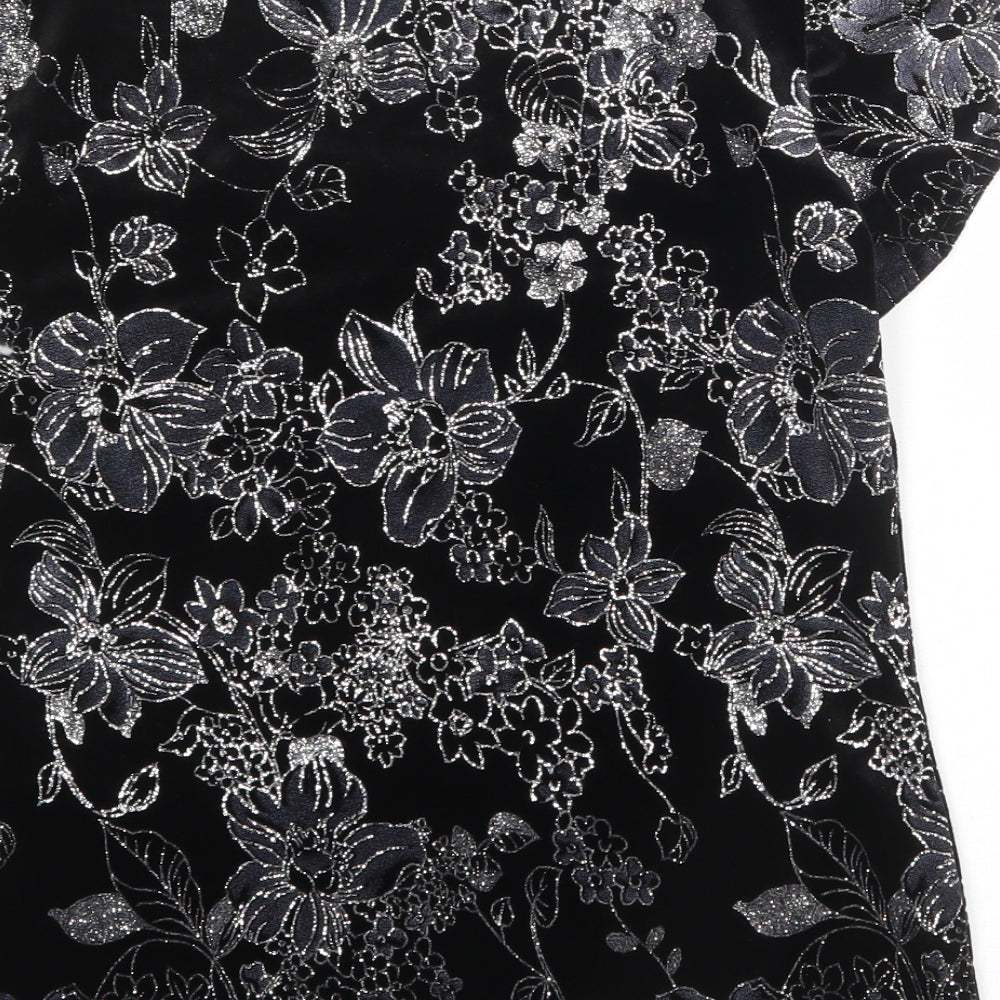 Womens UK Size 12 Roman Black Basic T-Shirt