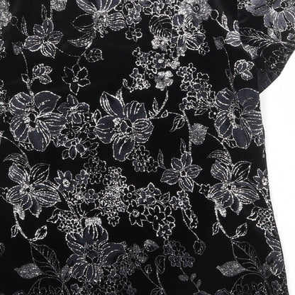 Womens UK Size 12 Roman Black Basic T-Shirt