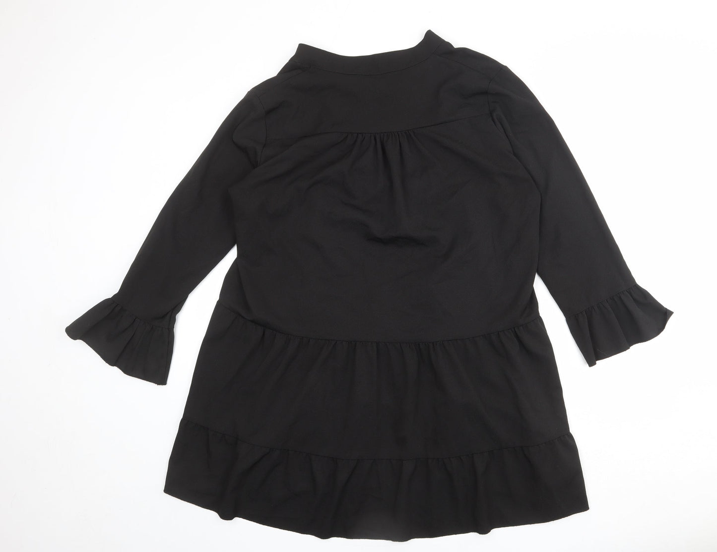Cameo Rose Womens Black Polyester A-Line Size 12 V-Neck Pullover